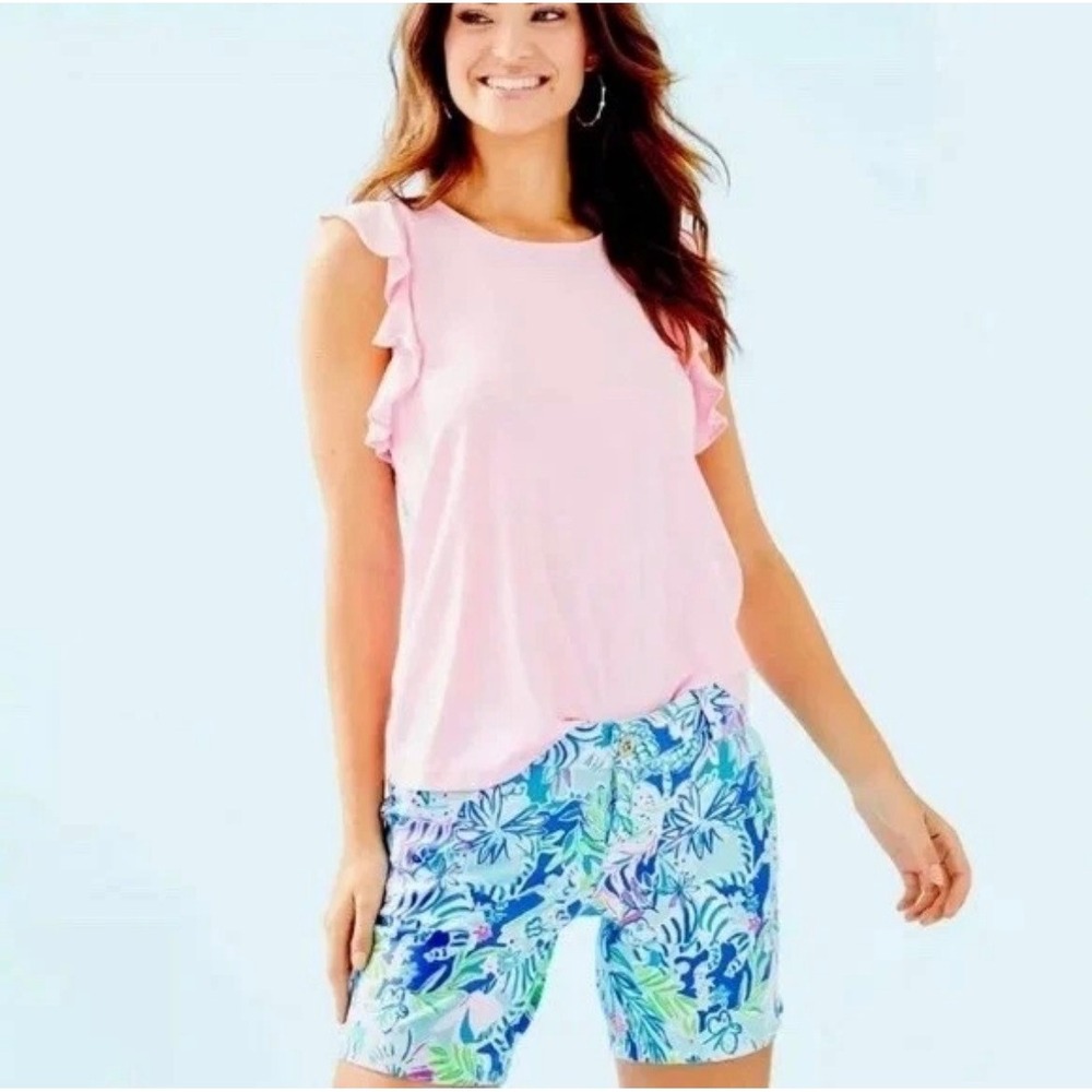 Lilly Pulitzer Jayne Knit Short  Lion Around  Coastal Blue  Size 6